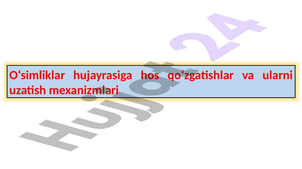 O‘simliklar hujayrasidagi qo‘zgatishlar mexanizmlari