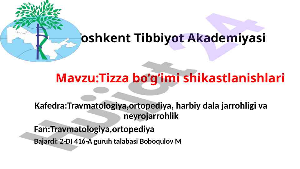 Tizza bo'g'imi shikastlanishlari tahlili