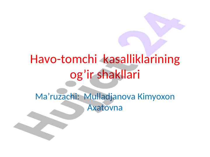 Havo-tomchi kasalliklari klinik tasnifi