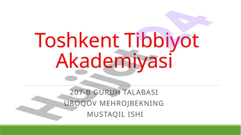 Immunitet tuzilishi va funksiyalari haqida mustaqil ish