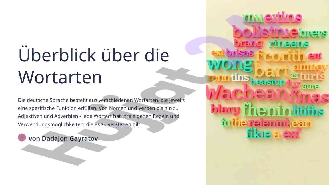 Überblick über die wortarten der deutschen sprache