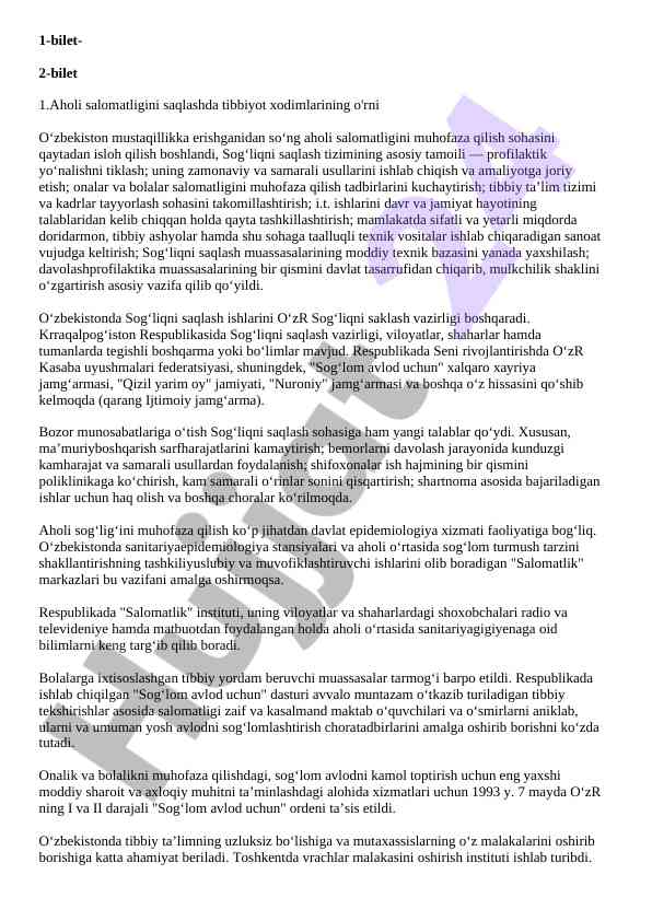 Aholi salomatligini saqlashda tibbiyot xodimlari