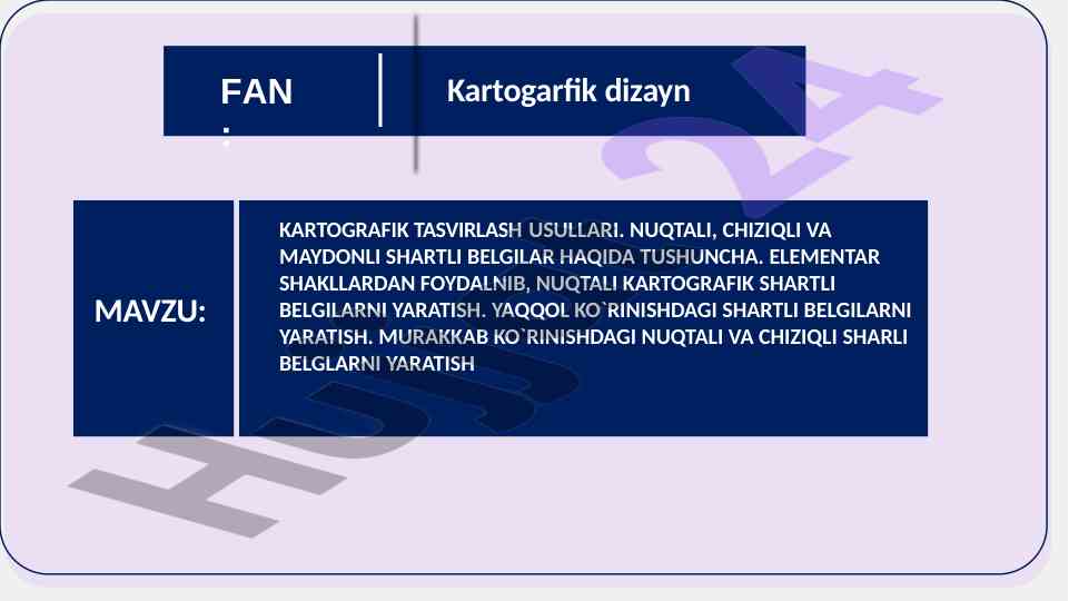 Kartografik tasvirlash usullari haqida tushuncha
