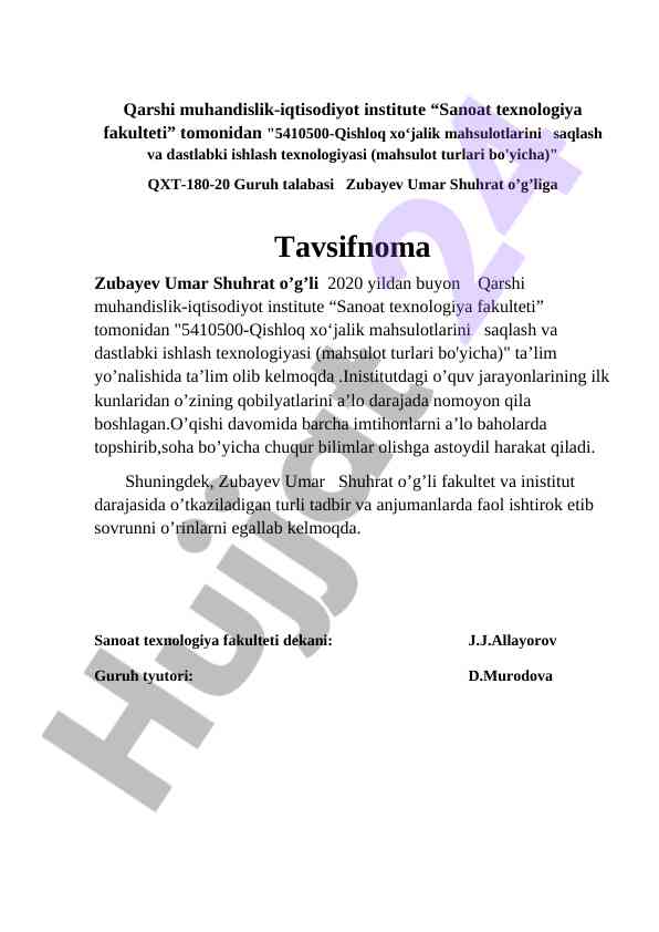 Qishloq xo‘jalik mahsulotlarini saqlash texnologiyasi