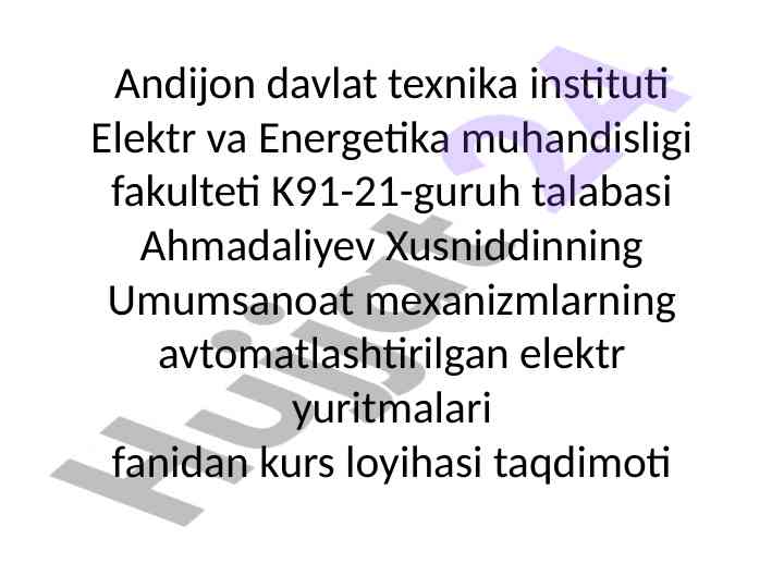 Nasos tizimini hisoblash kurs loyihasi