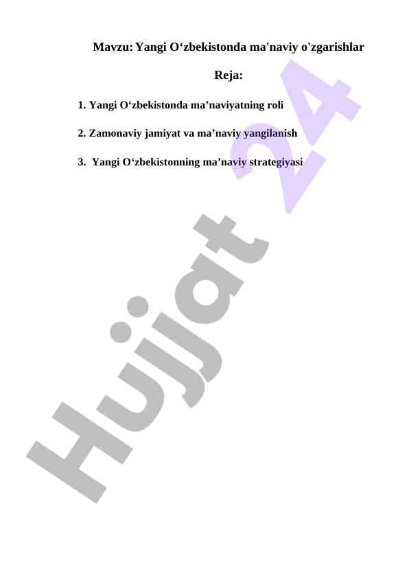 Yangi o‘zbekistonda ma'naviyatning roli va strategiyasi