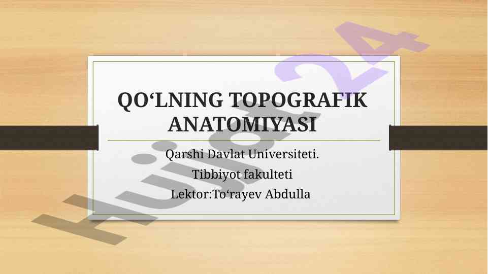 Qo‘lning topografik anatomiyasi va yelka kamari