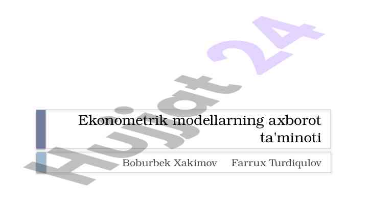Ekonometrik modellarning axborot ta'minoti