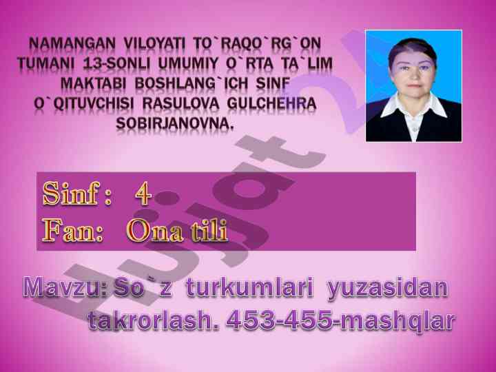 Test sinovi so‘z turkumlari va eslatmalar