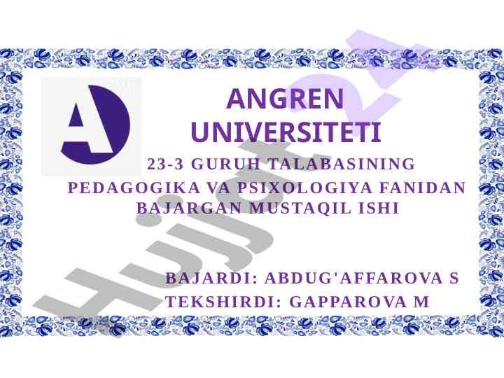 Pedagogik faoliyatning kasbiy huquqiy asoslari