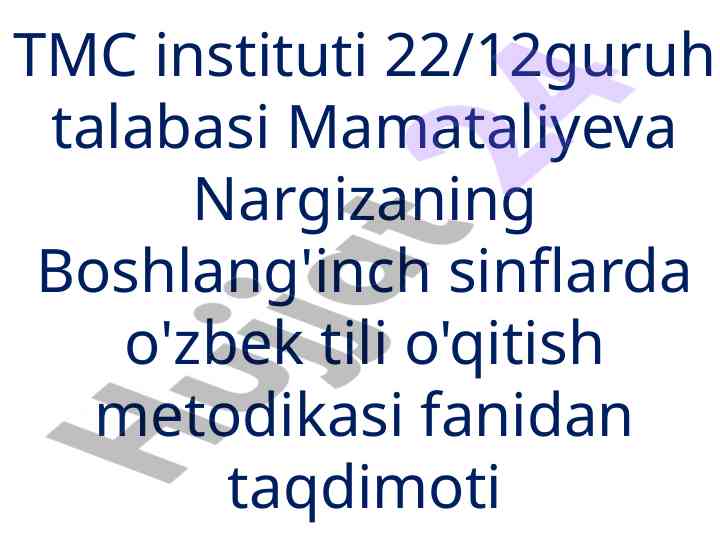 Boshlang'ich sinflarda o'zbek tili o'qitish