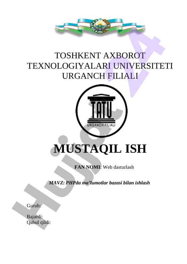 Phpda ma’lumotlar bazasi bilan ishlash