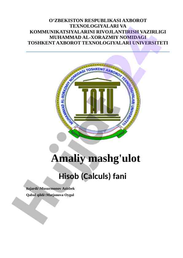 Hisob fani amaliy mashg'ulotlari 2022
