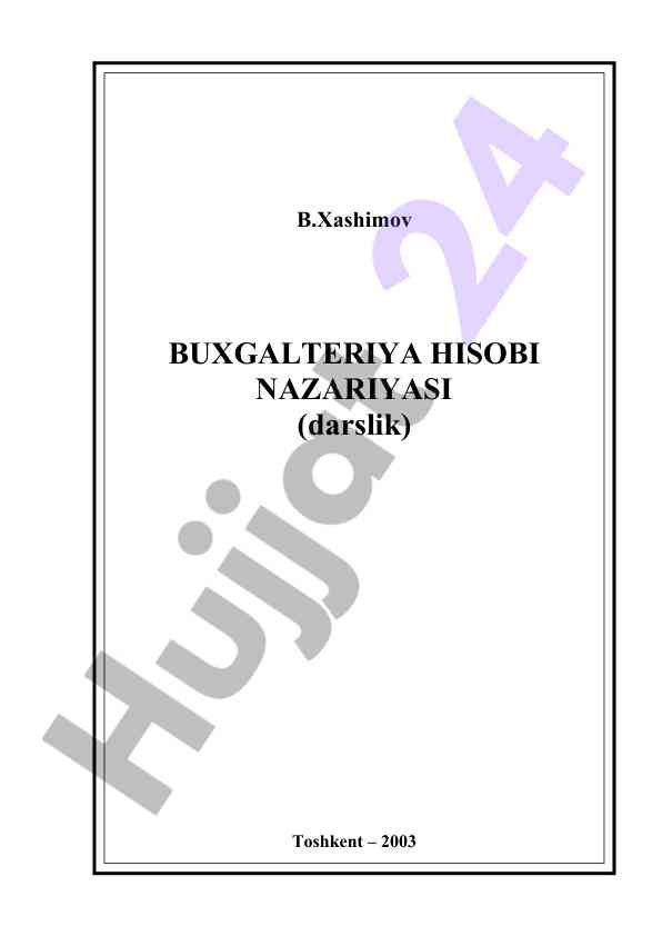 Buxgalteriya hisobi nazariyasi darslik