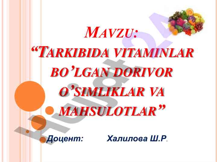 Vitaminlar bilan o‘simliklar ta'siri tahlili