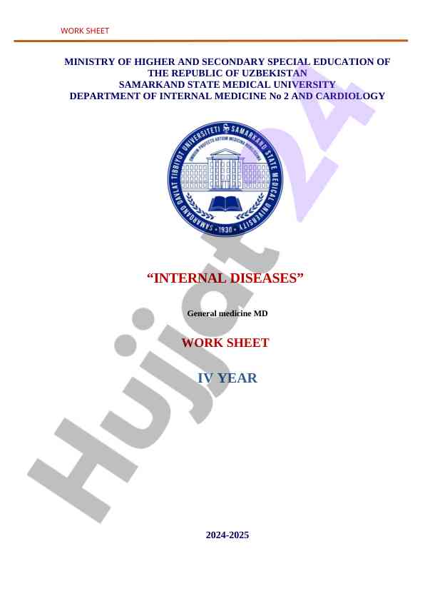 Internal diseases practical classes workbook 2024-2025
