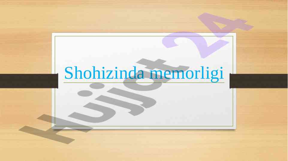 Shohi Zinda Majmuasi Tarixi Va Ahmiyati