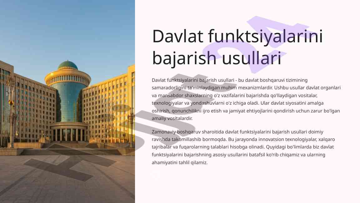 Davlat funktsiyalarini bajarish usullari tahlili