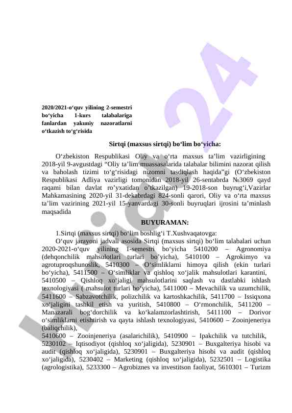 Oliy ta’lim muassasalarida talabalar nazorati