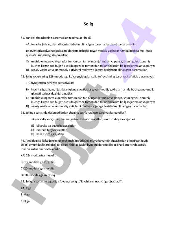Soliq to‘lovchining daromadlari tahlili