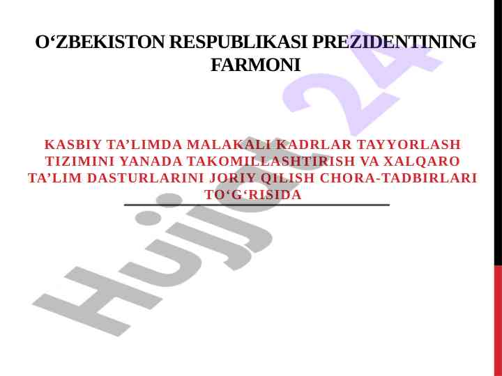 Kasbiy ta’limda malakali kadrlarga yordam