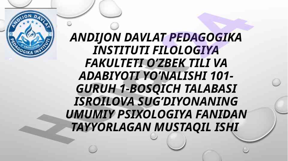 Yetuklik davri va keksalik davrining psixologik xususiyatlari
