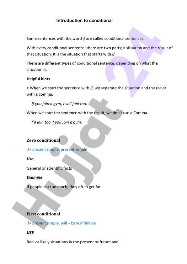 Introduction to conditional sentences in english