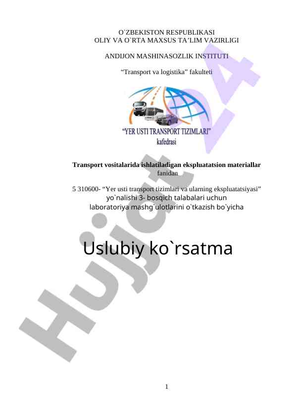 Transport vositalarida ekspluatatsion materiallar