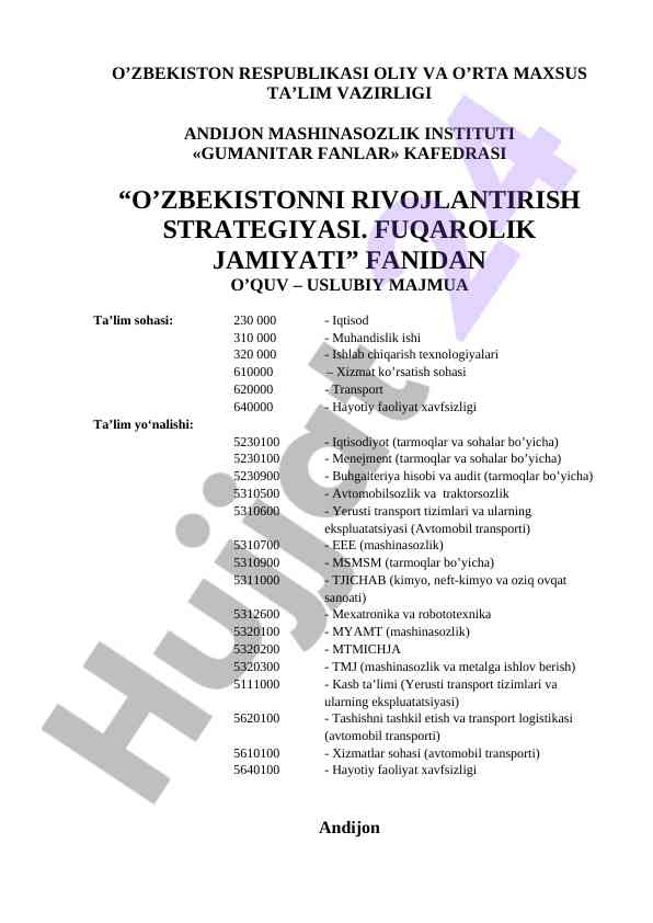 O‘zbekistonni rivojlantirish strategiyasi talimi