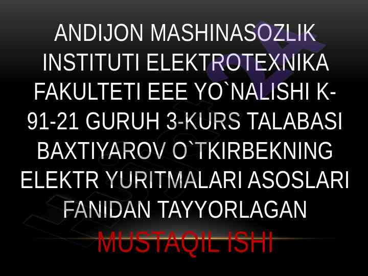 Asinxron motorlarni ishga tushirish asoslari