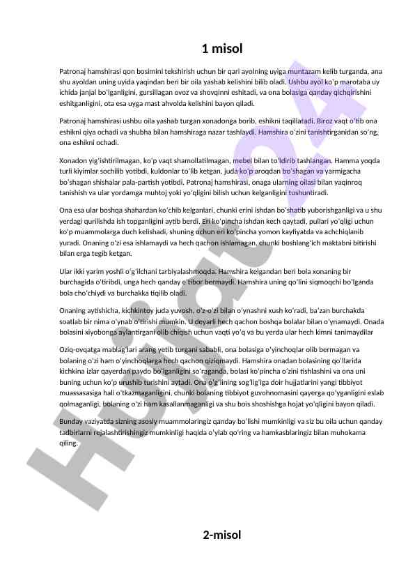 Patronaj hamshirasi va oila tashvishlari
