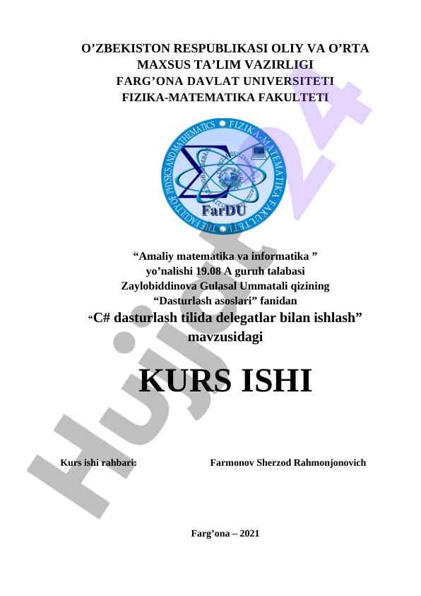 C# dasturlash tilida delegatlar bilan ishlash