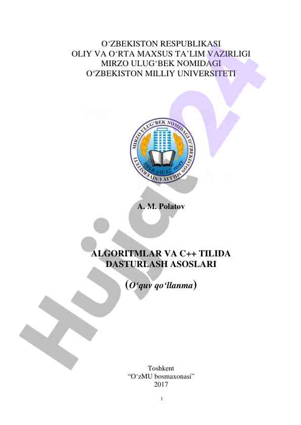 Algoritmlar va c++ tilida dasturlash asoslari
