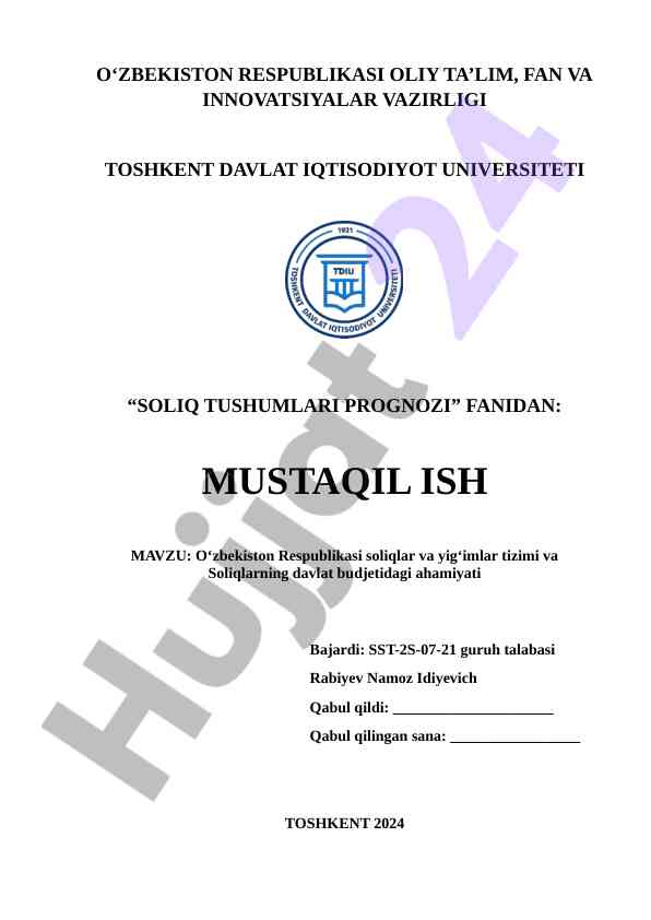 Soliqlar va yig‘imlar tizimi tahlili