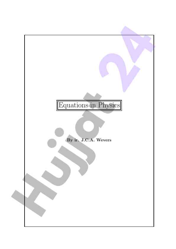 Equations in physics and their applications