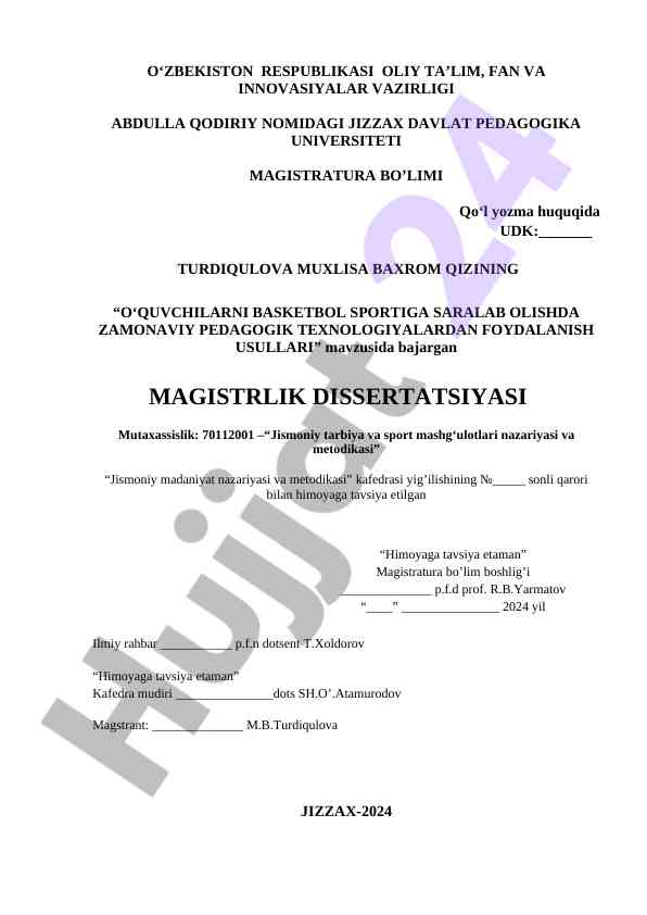 O‘QUVCHILARNI BASKETBOLGA SARALASH USULLARI