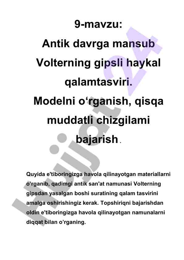 Antik davr san'ati va volterning gipsli haykali