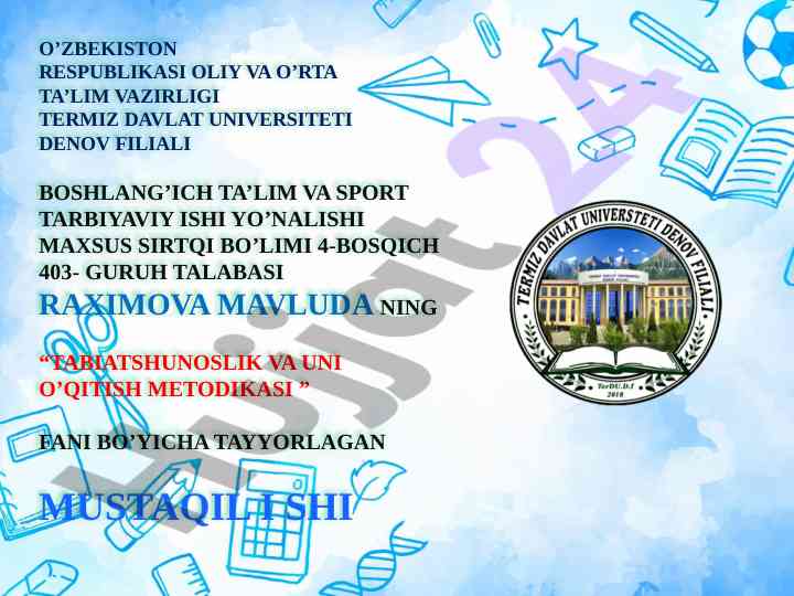 3-sinf tabiatshunoslik darsligining tahlil qilish