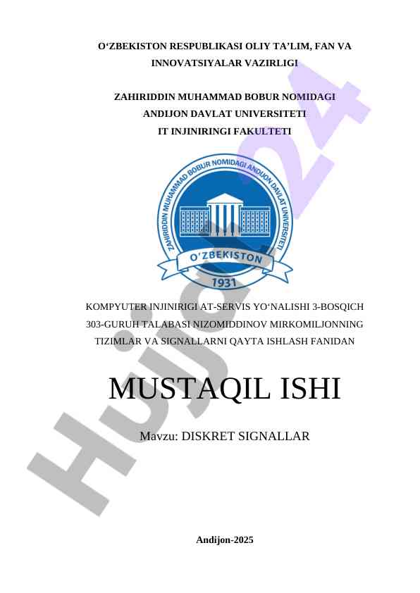 Diskret signallar tushunchalari va qo'llanilishi