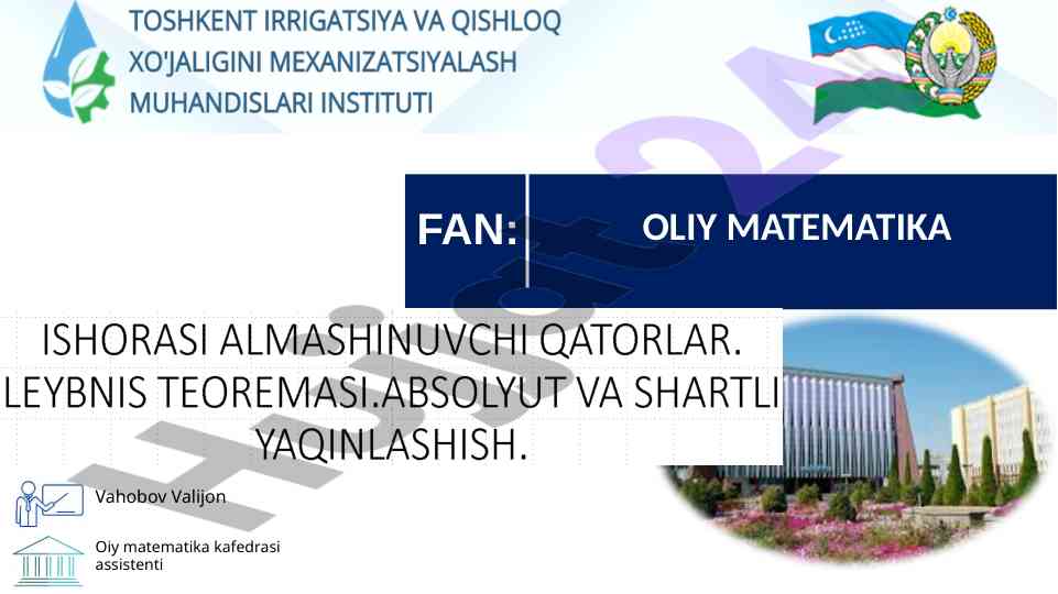 Oliy matematika: qatorlar va teoremlar tahlili