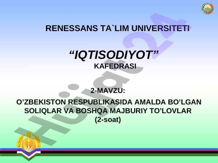 O’zbekistondagi soliqlar va majburiy to’lovlar