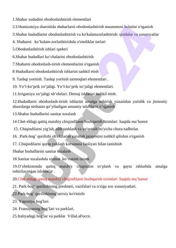 Shahar xududlarini obodonlashtirish muammolari