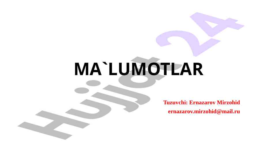 Ma'lumotlar bazasi va ularning turlari