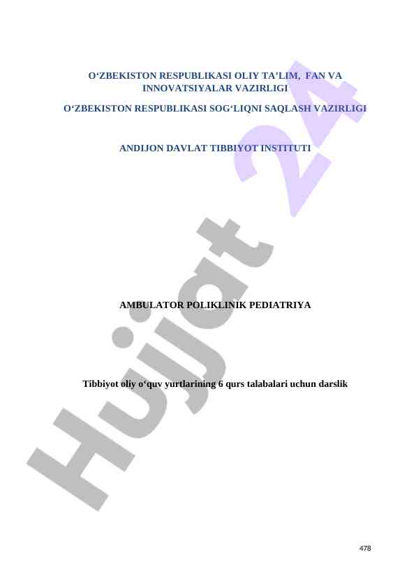 Ambulator poliklinik pediatriya darsligi 2024