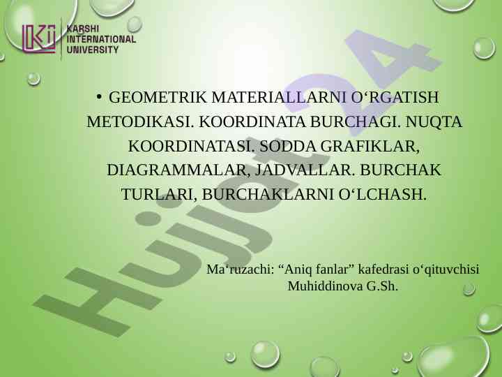 Geometrik materiallarni o‘rgatish metodikasi