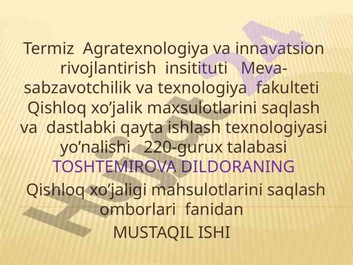 Saqlash omborlari qurilishi texnologiyalari tahlili