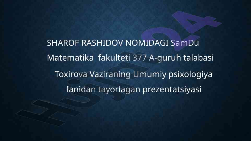 Umumiy psixologiya mavzusida prezentatsiya