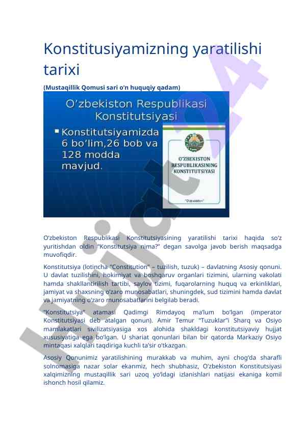 Konstitutsiya yaratuvchi tarixi bo‘yicha maqola
