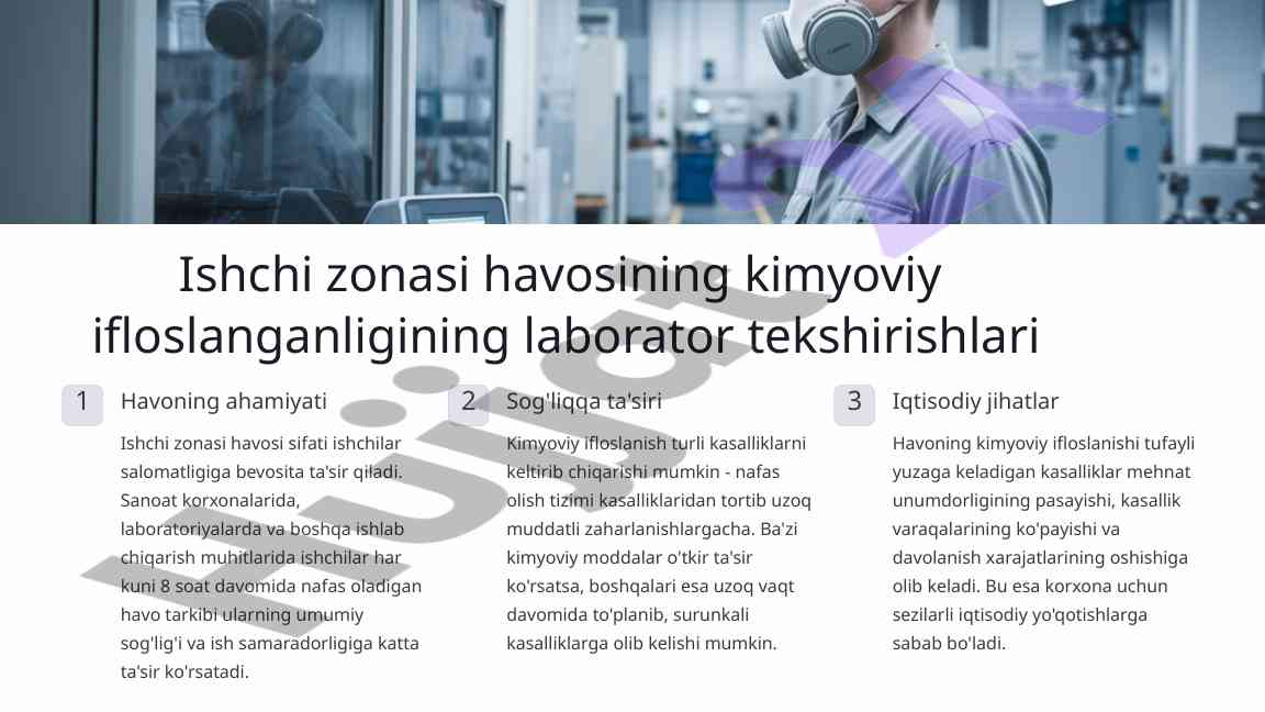 Ishchi zonasi havosining kimyoviy ifloslanishi