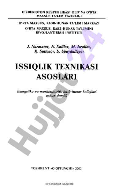Issiqlik texnikasi asoslari darslik ta'lim uchin